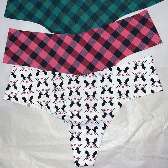 (S) 5pk Holidays Victoria's Secret THONG No Show Panties - Picture 4 of 10